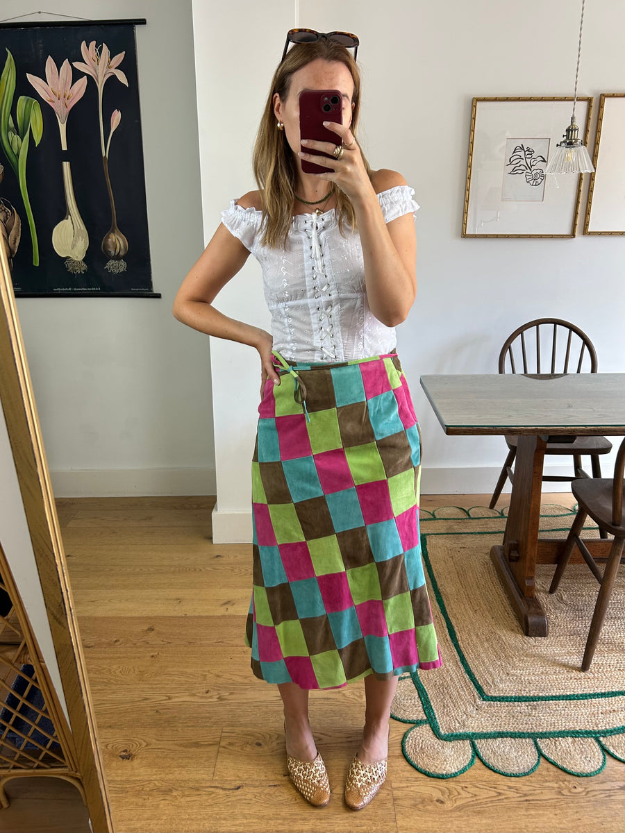 Suede Patchwork Skirt - UK 10