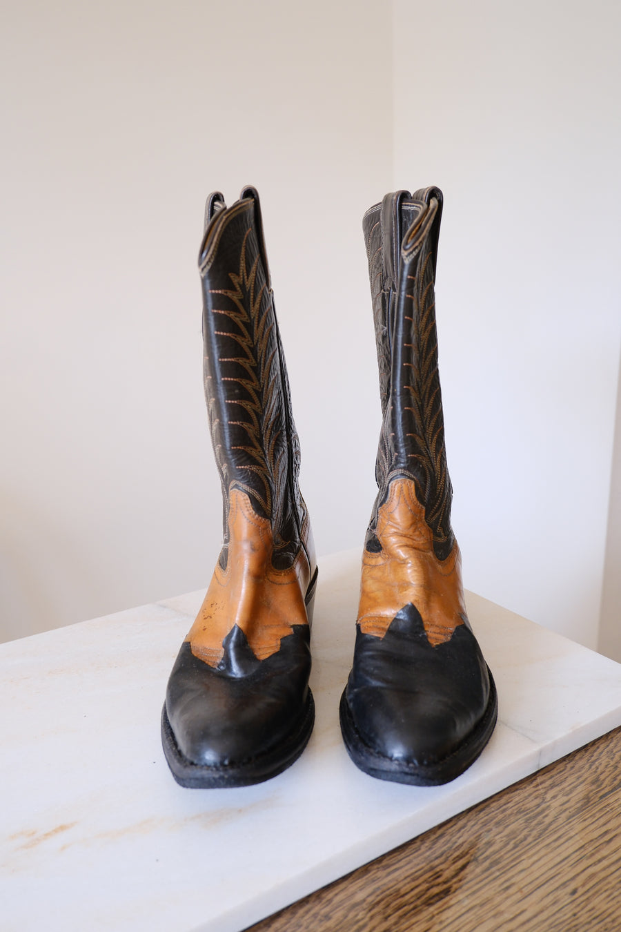 Black & Brown Cowboy Boots - UK 3