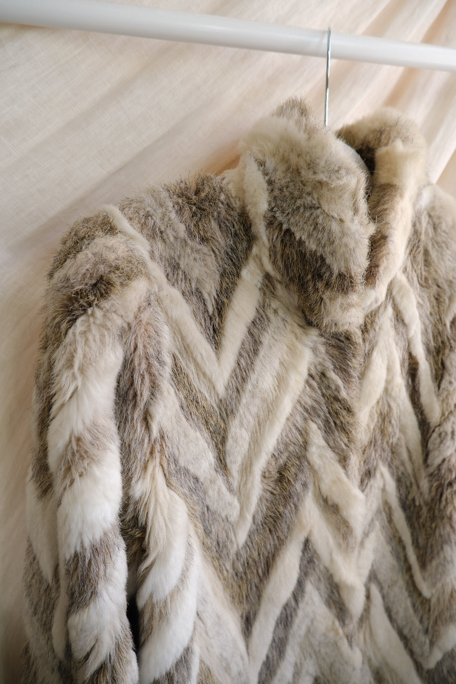 Zig Zag Faux Fur Coat - M