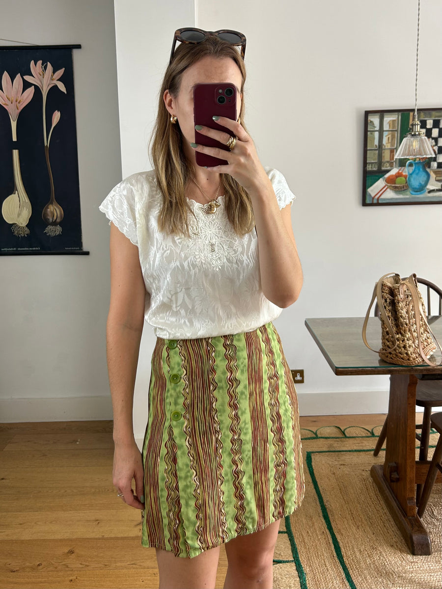Embroidered Cream Top - M