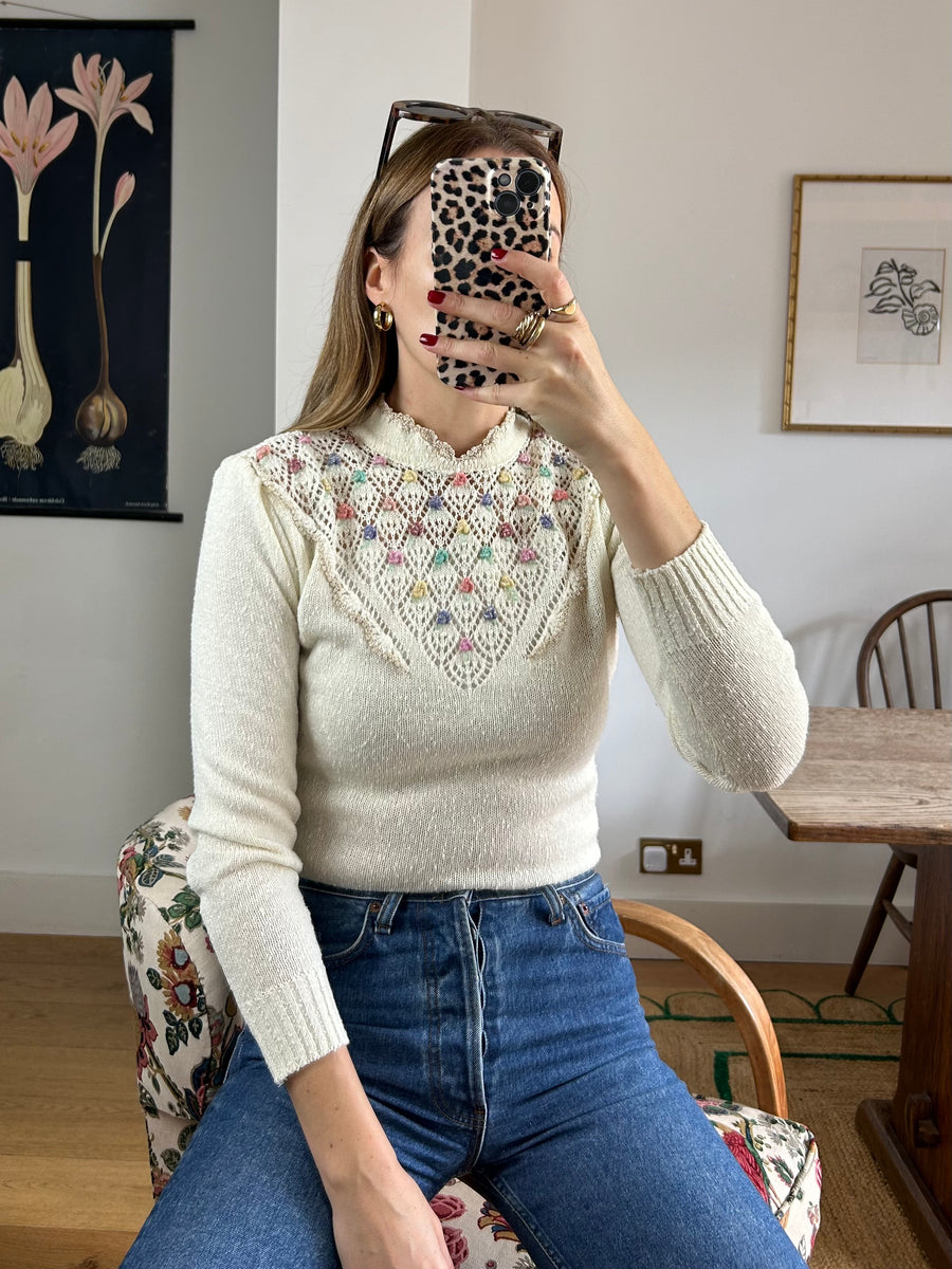 Floral Embroidered Jumper - XS/S