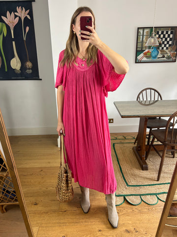 Pink Cotton Maxi Dress - UK 10-14