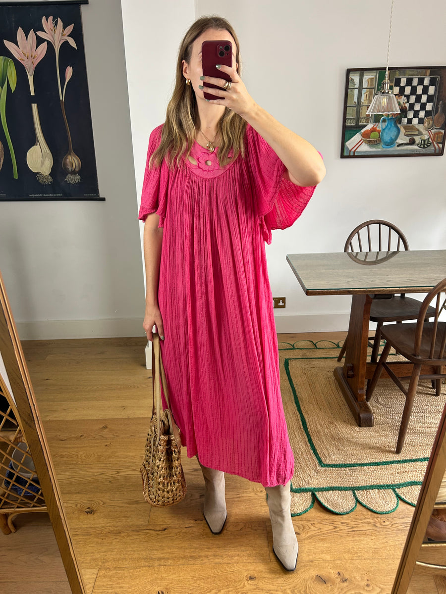 Pink Cotton Maxi Dress - UK 10-14