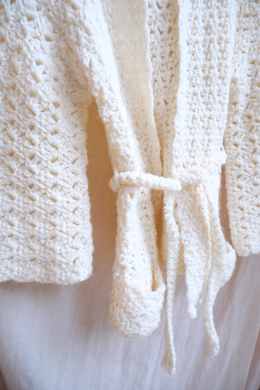 Cream Crochet Cardigan - S-M