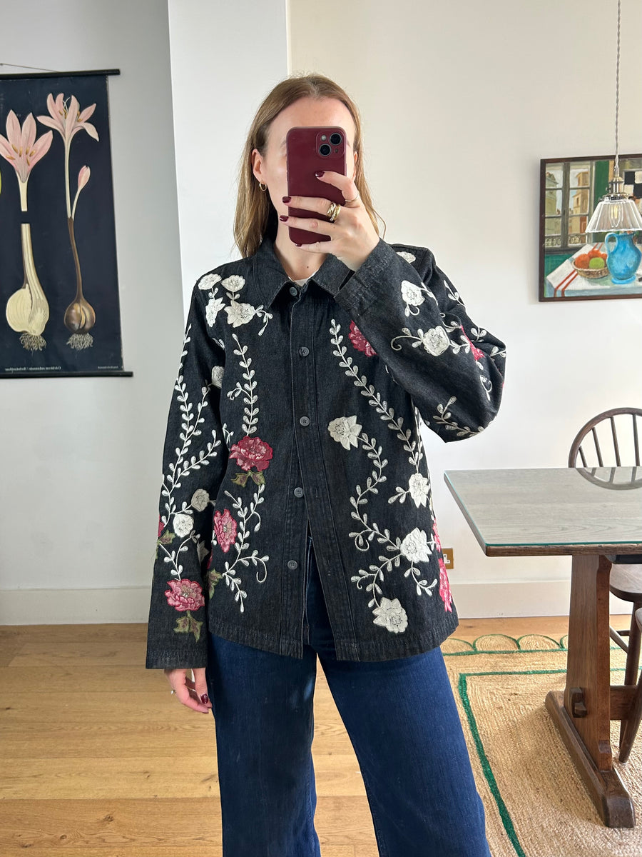 Embroidered Denim Jacket - M