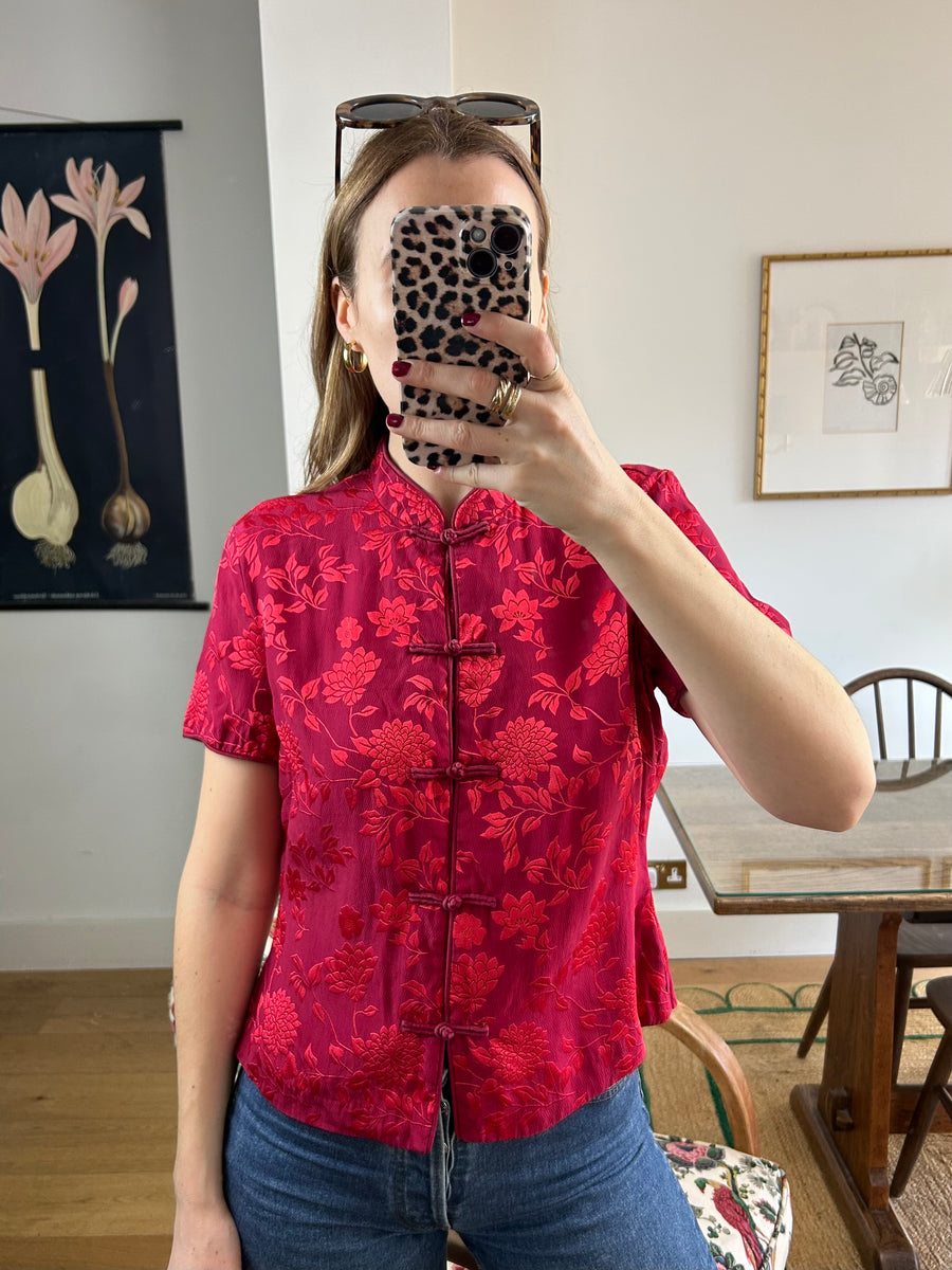 Silk Floral Blouse - S