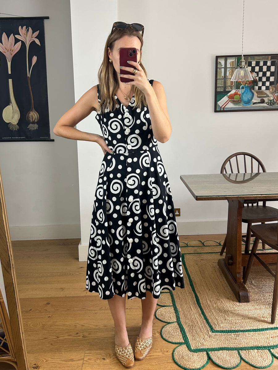Monochrome Swirl Dress - UK 10