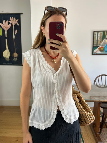 White Cotton Vest - XL