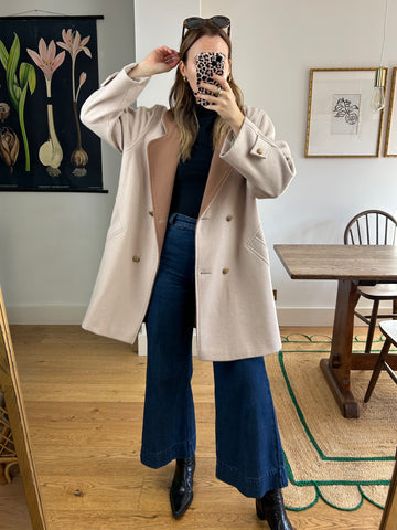 Beige Wool Coat - M