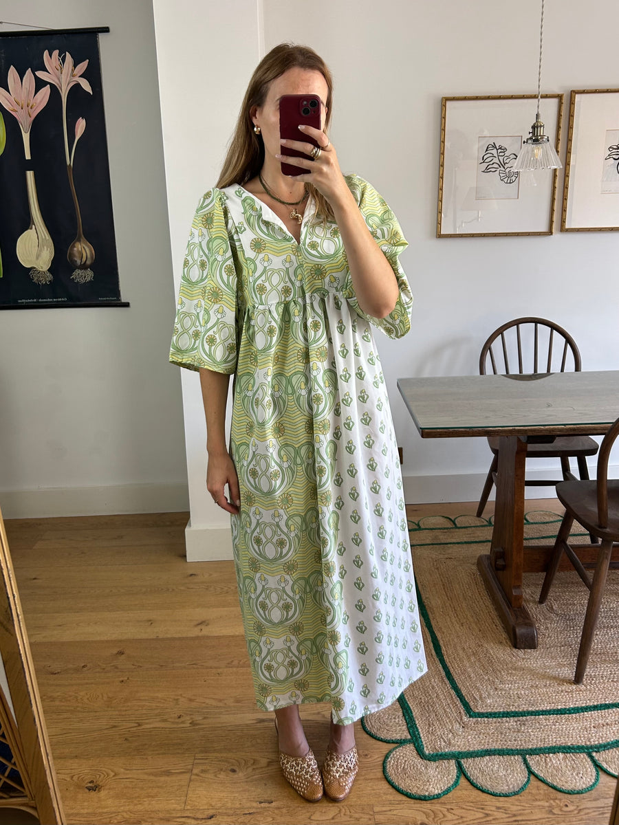 Green Pattern Kaftan Dress - UK 8/10