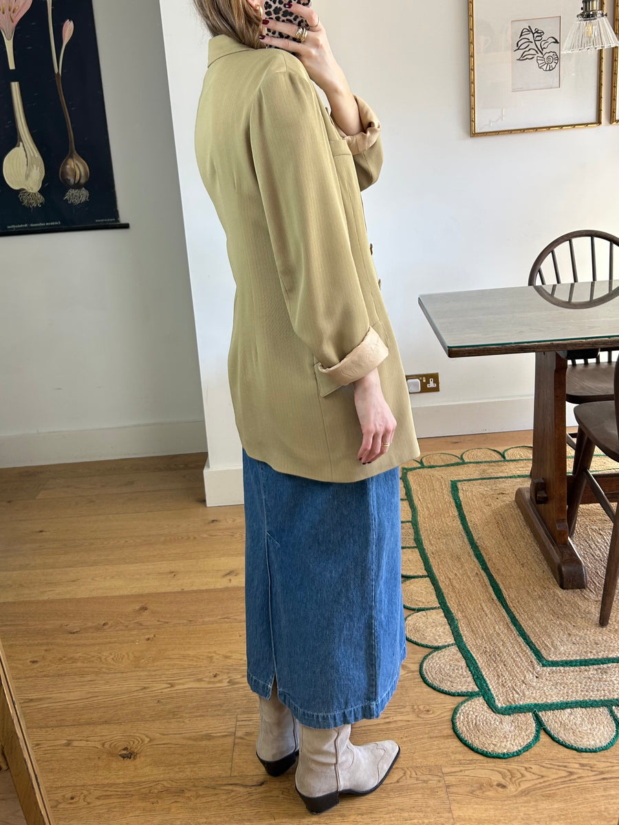 Green Ribbed Blazer - S