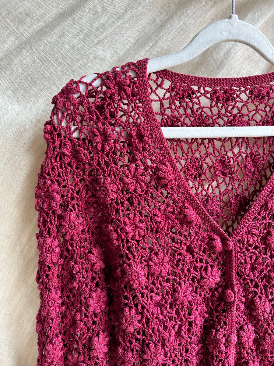 Floral Crochet Cardigan - S
