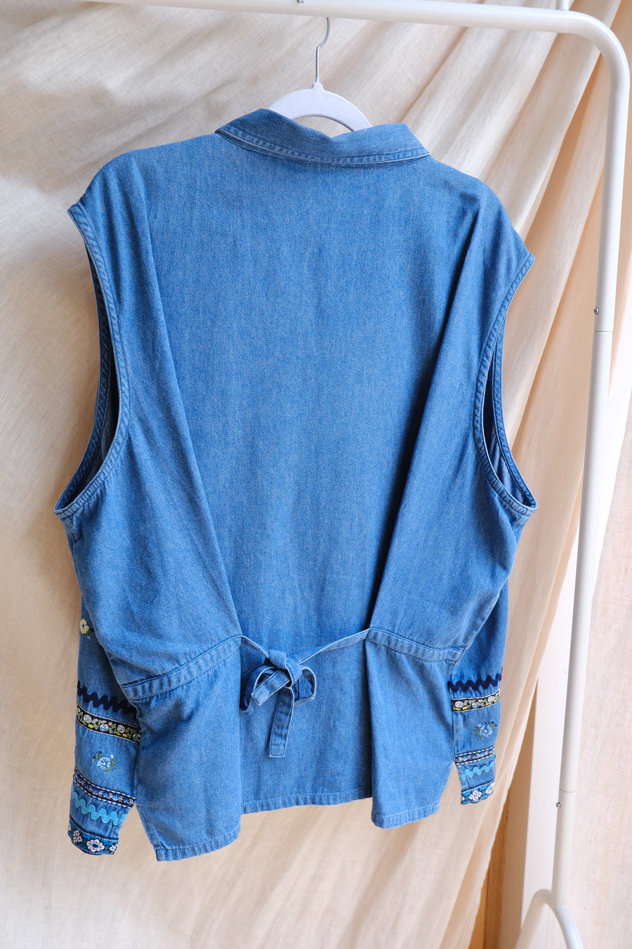 Embroidered Denim Waistcoat - XXL