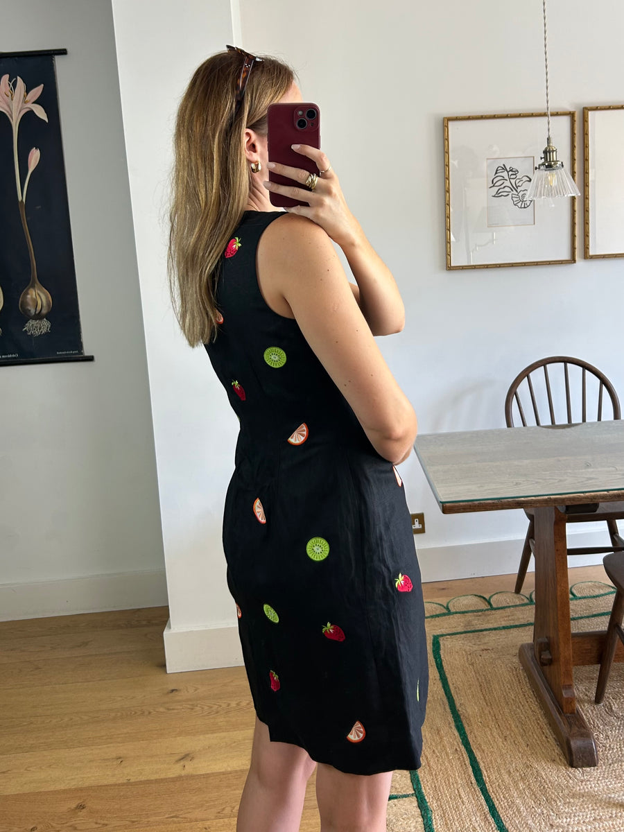 Embroidered Fruit Dress - UK 12