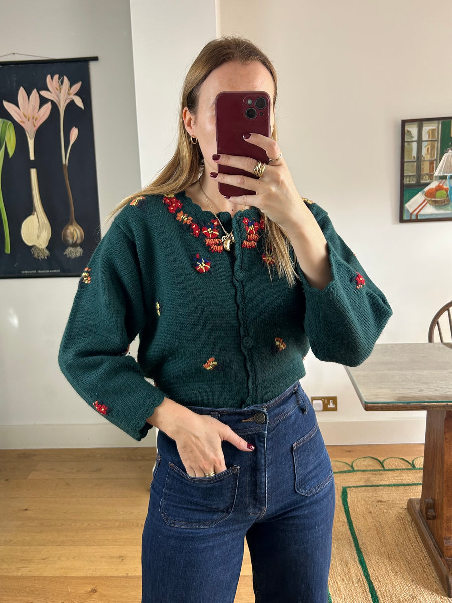 Wool Embroidered Cardigan - S