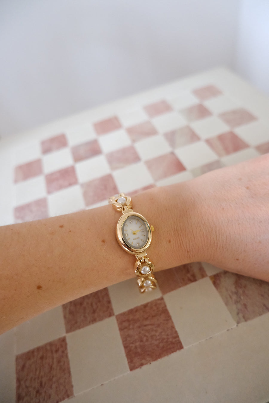 Pearl Beaded Gold Plated Watch