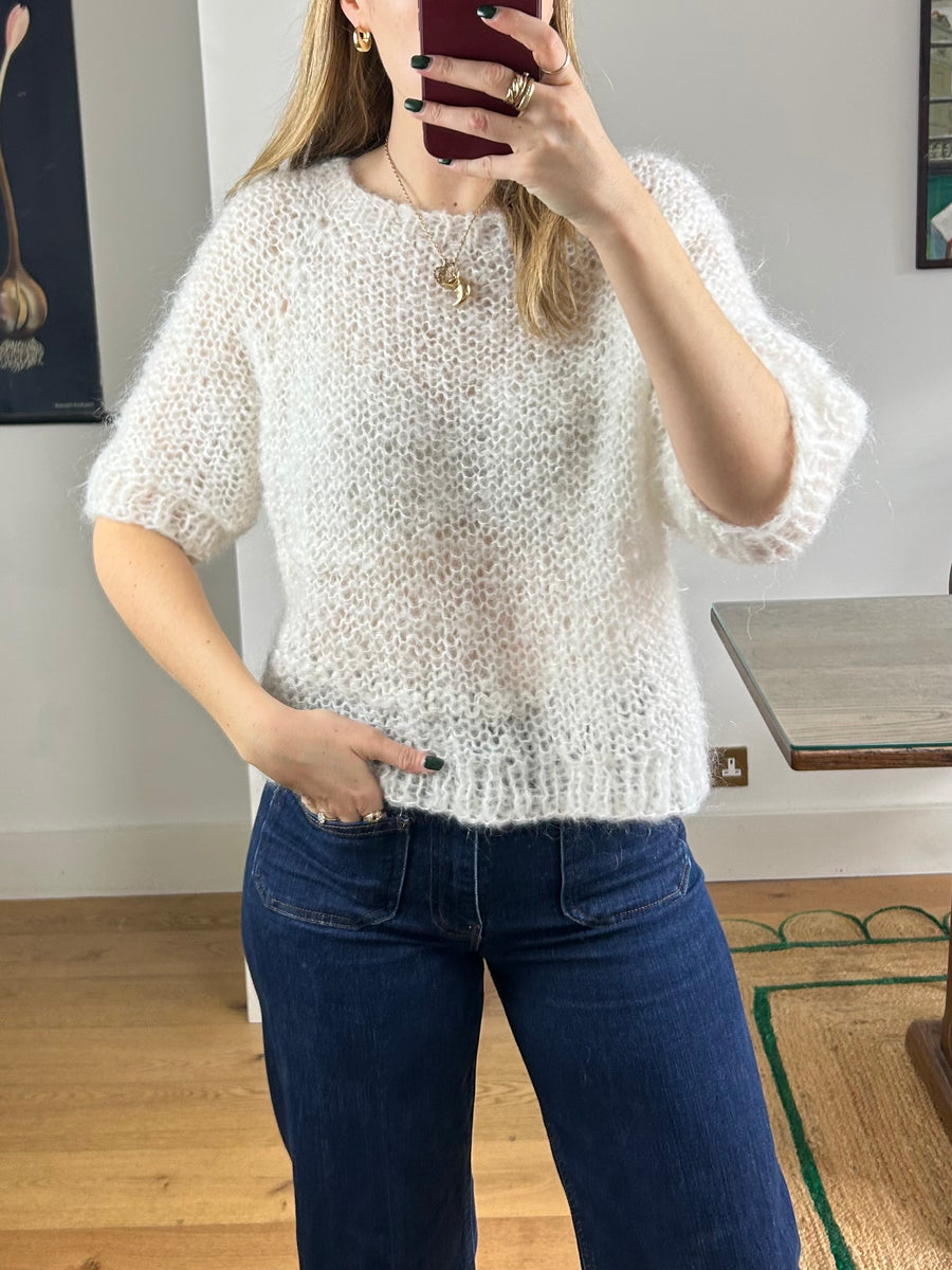 White Mohair Jumper - M