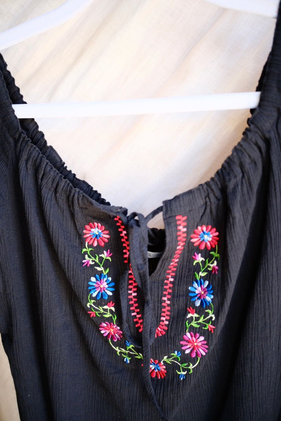 Black Embroidered Top - S/M