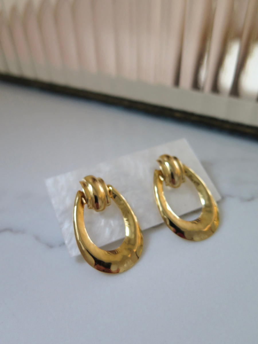 Gold Plated Small Door Knocker Earrings