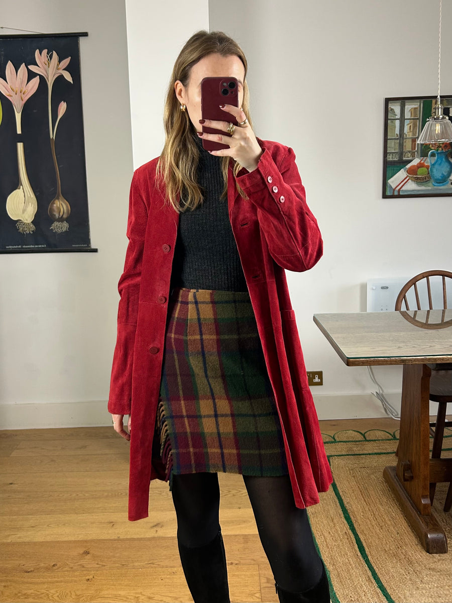 Check Fringed Skirt - UK 8