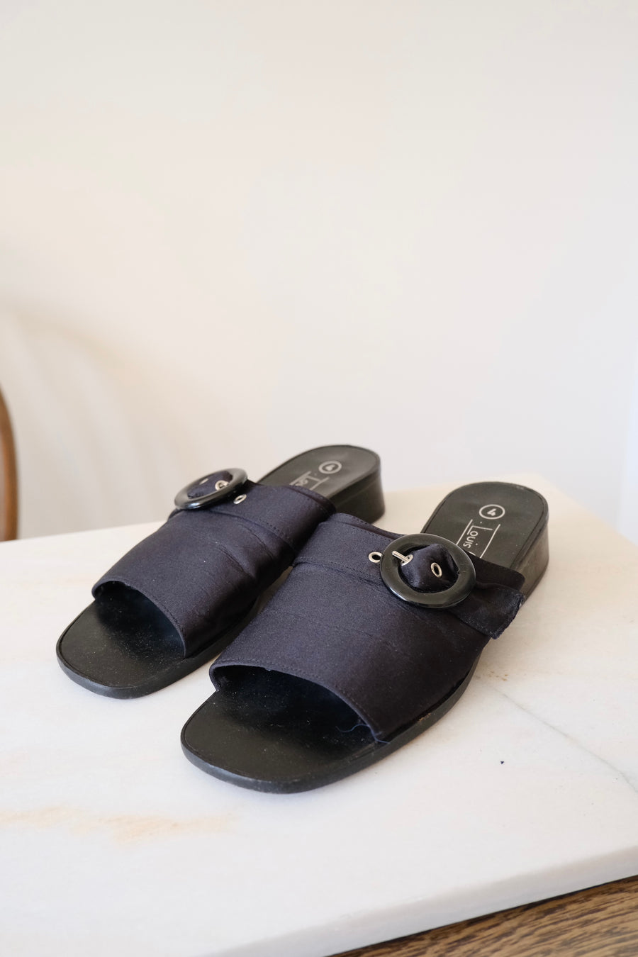 Black Buckle Mules - UK 4