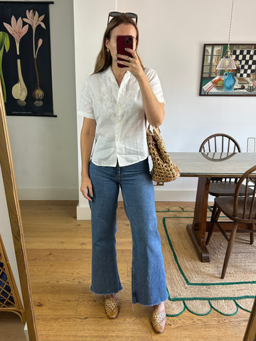 Embroidered Linen Blouse - M