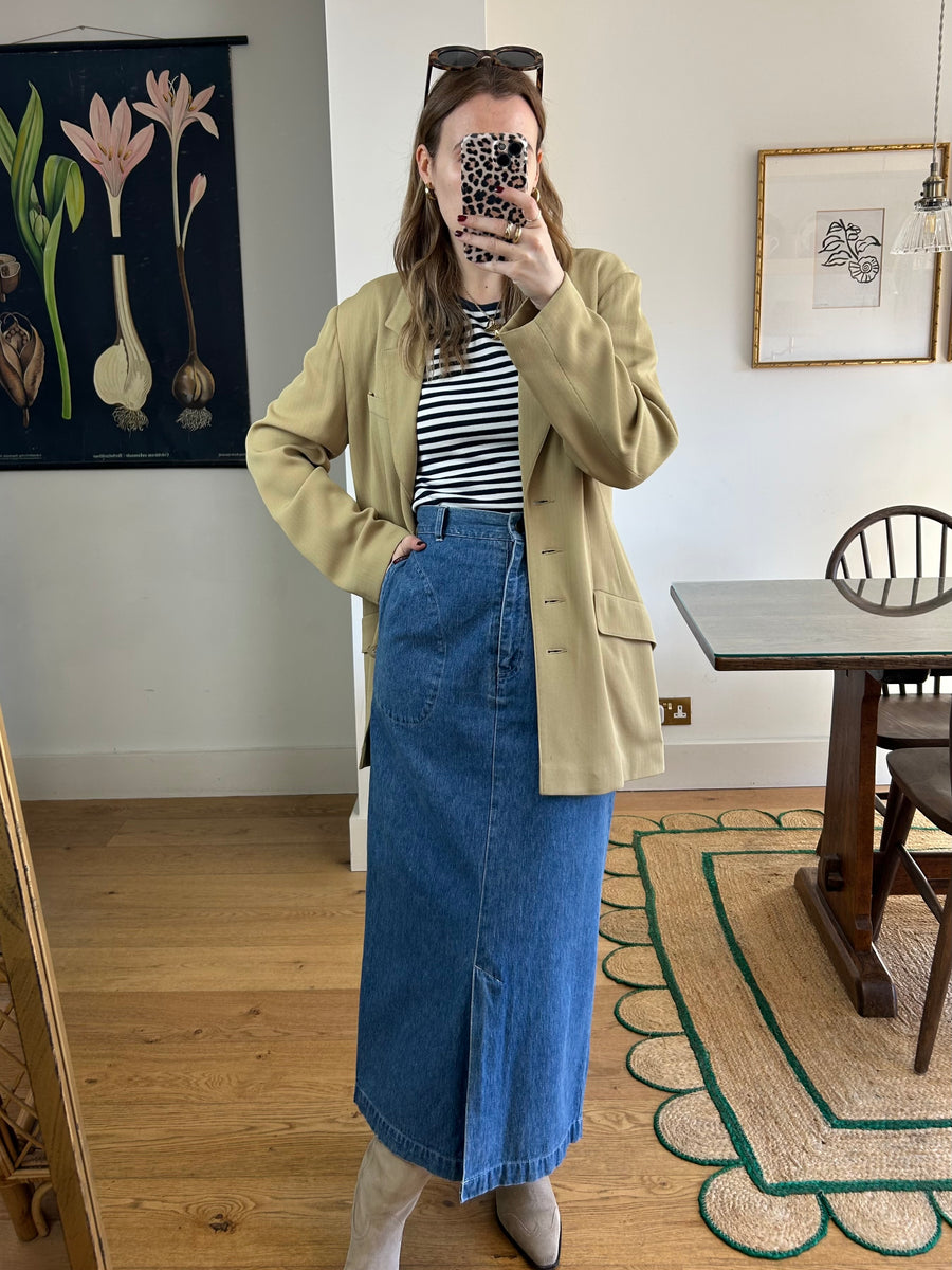 Green Ribbed Blazer - S