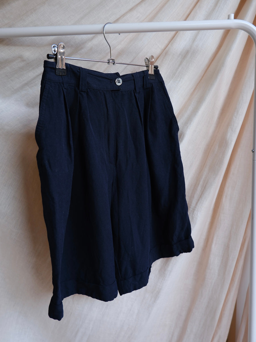 Navy Linen Shorts - UK 6