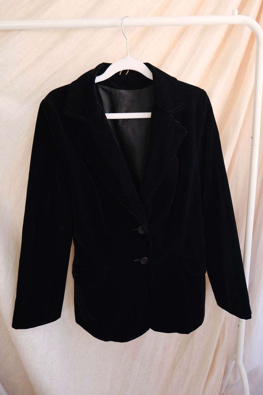 Black Velvet Blazer - S