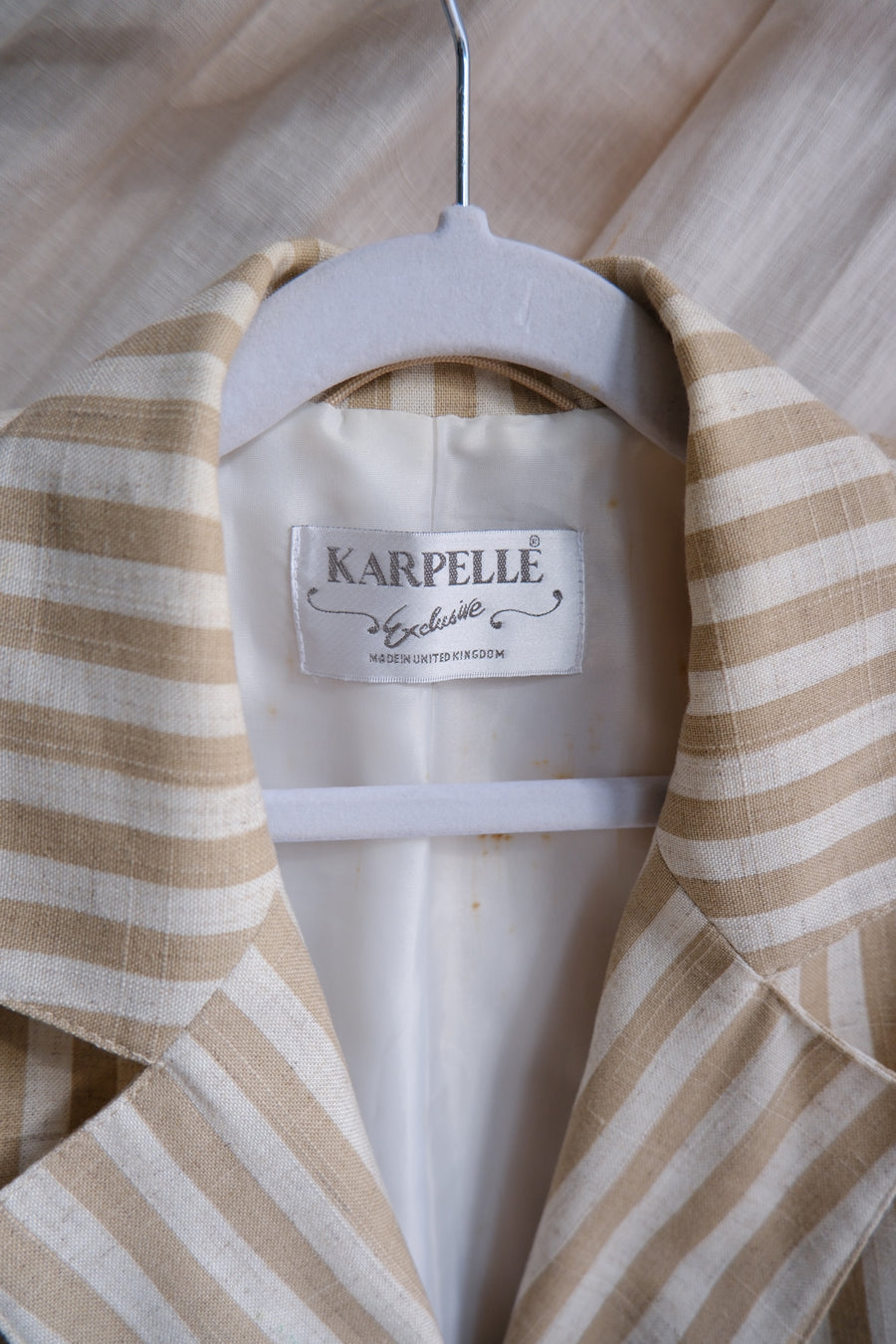 Beige Striped Blazer - M