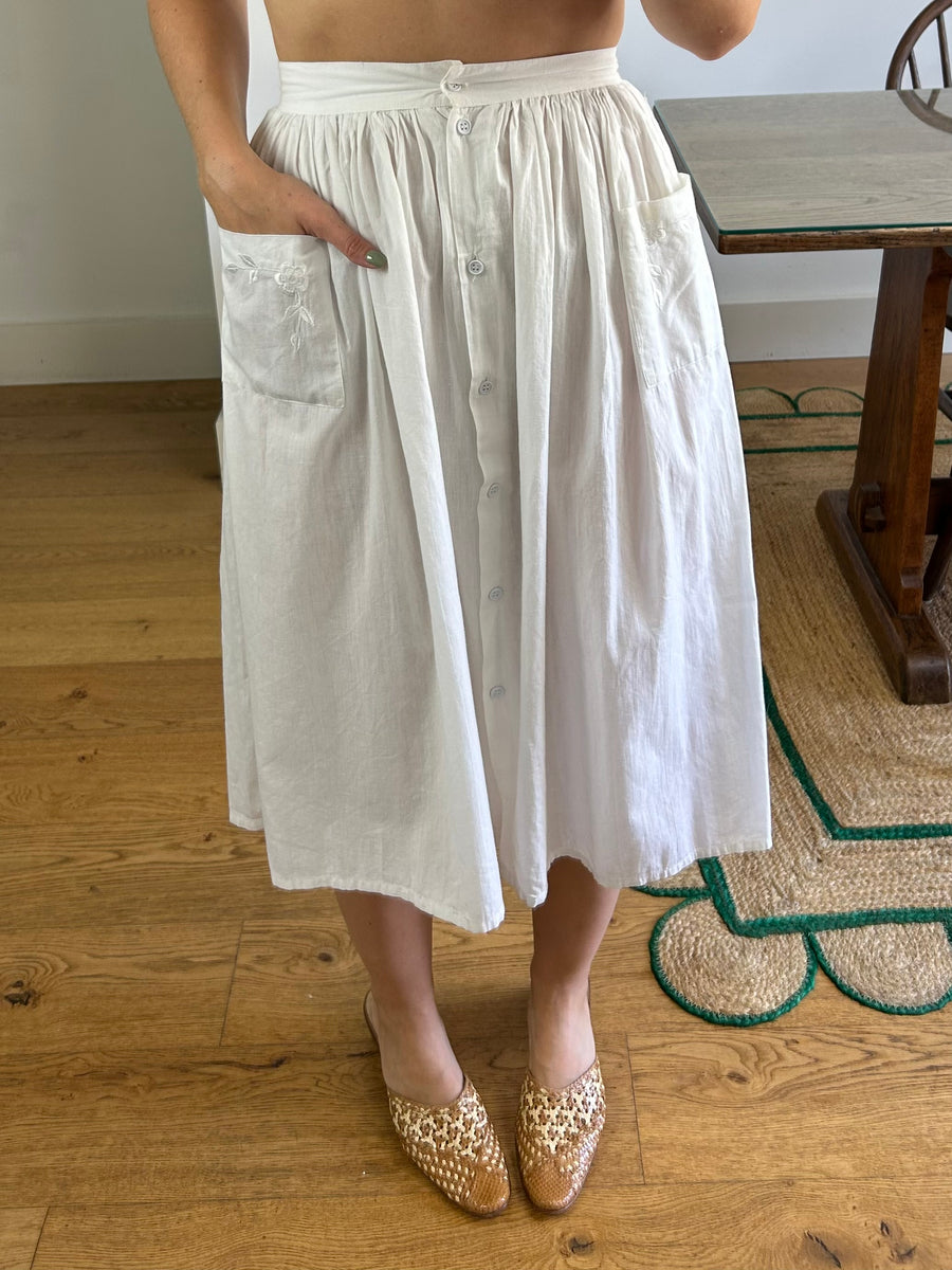 White Cotton Skirt - UK 8