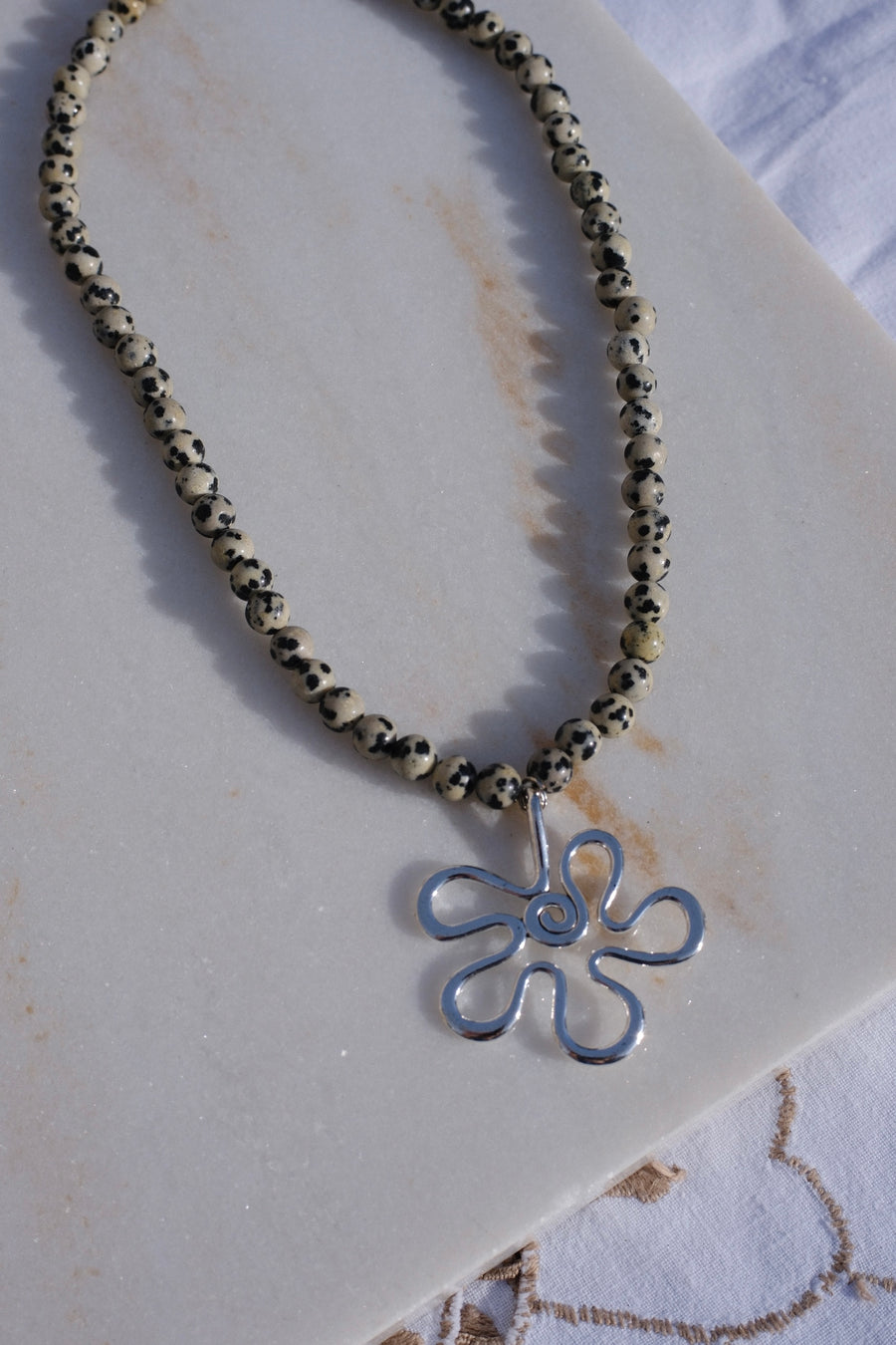 Jasper Beaded Flower Necklace