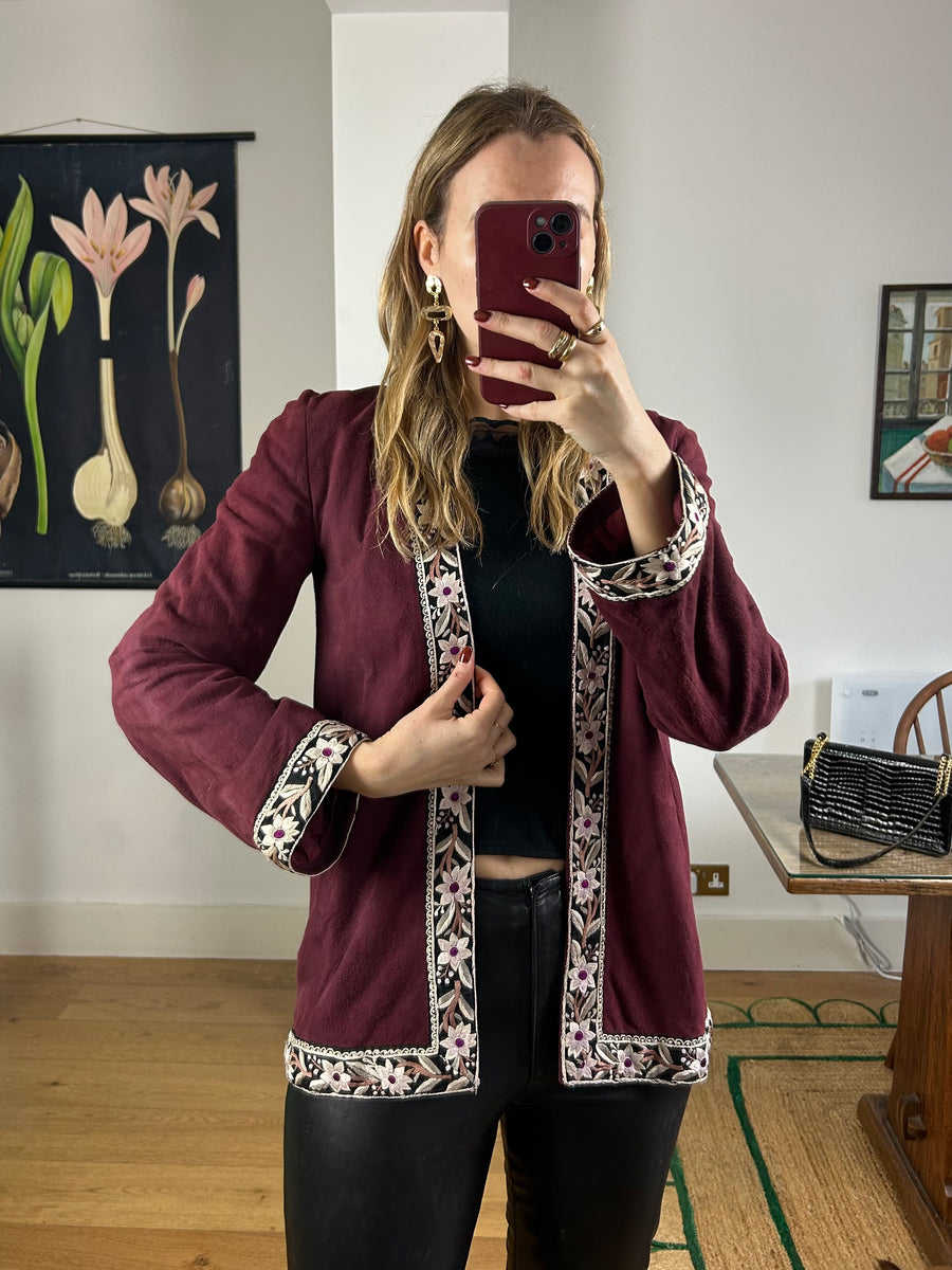 Suede Embroidered Jacket - S