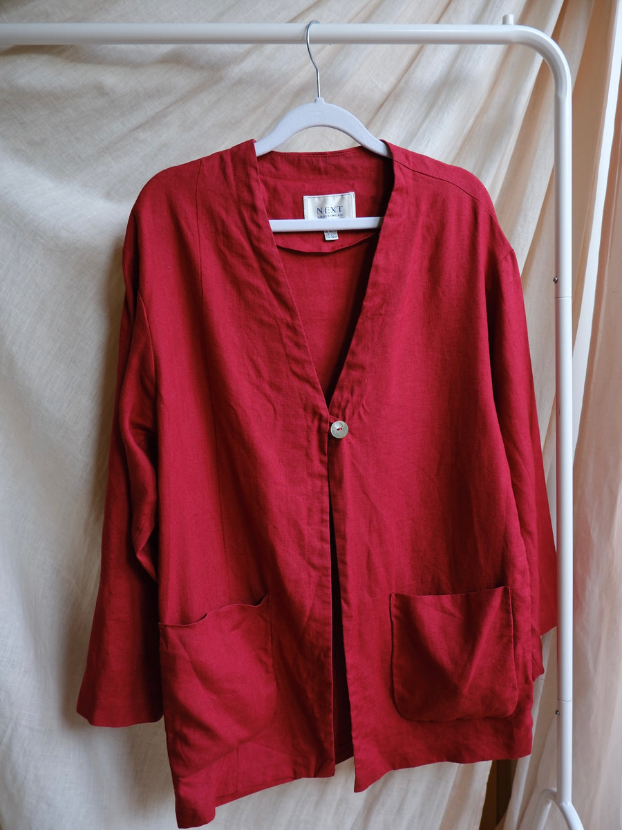Red Linen Jacket - M