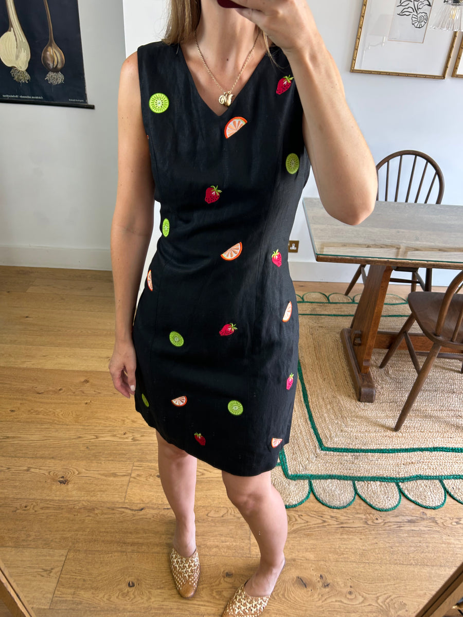 Embroidered Fruit Dress - UK 12