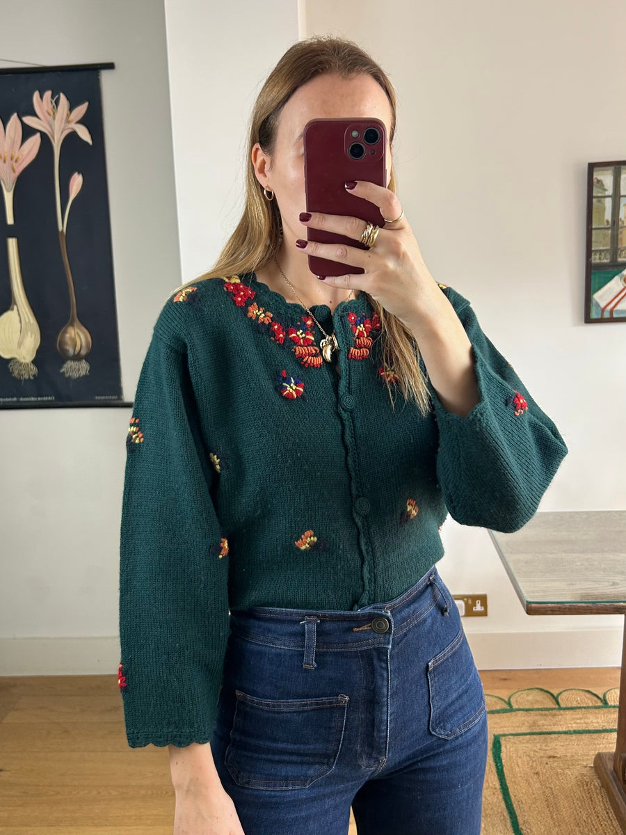 Wool Embroidered Cardigan - S