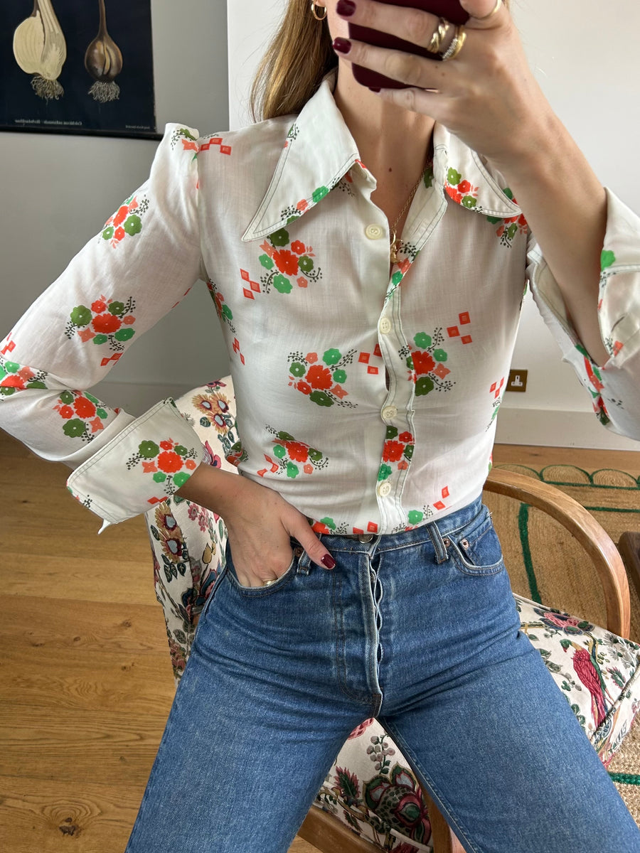 Floral Daggar Colour Shirt - XS-S