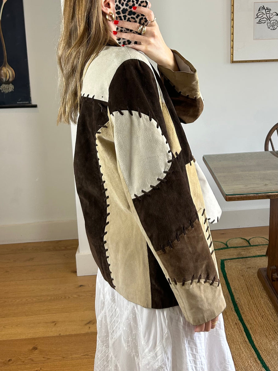 Suede Patchwork Blazer - M
