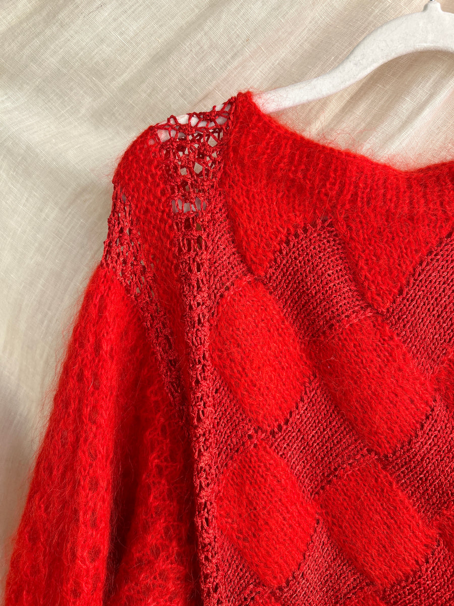 Red Contrast Knit Jumper - S/M