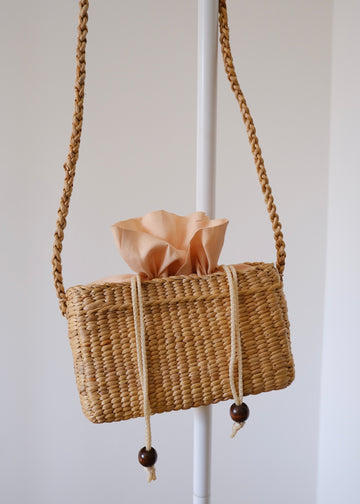 Mini Straw Drawstring Bag