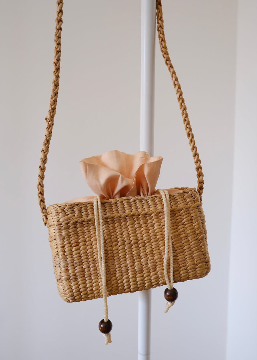 Mini Straw Drawstring Bag