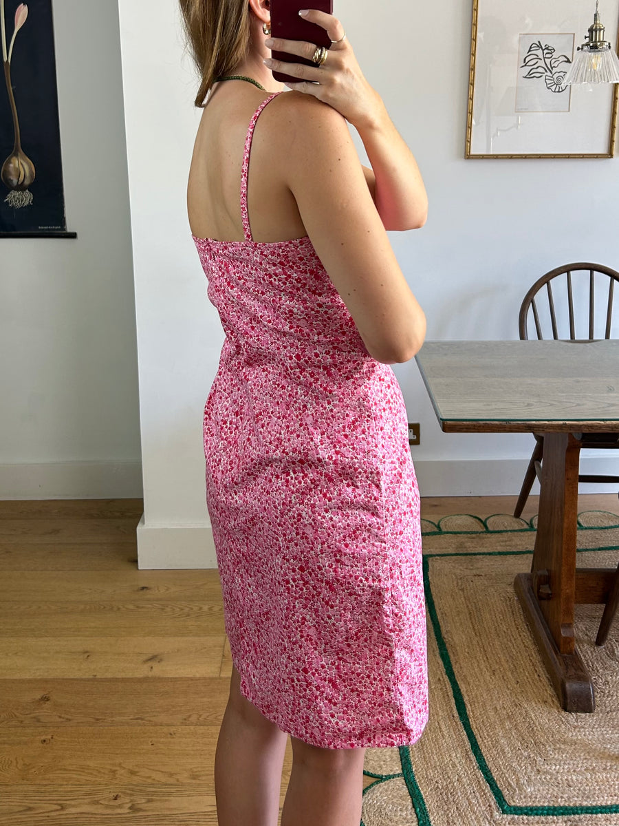 Pink Floral Mini Dress - UK 12