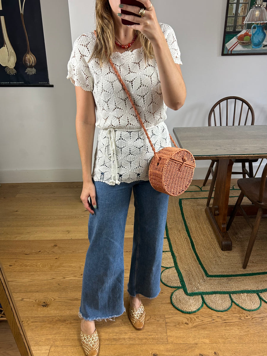 Crochet Tie Waist Top - S
