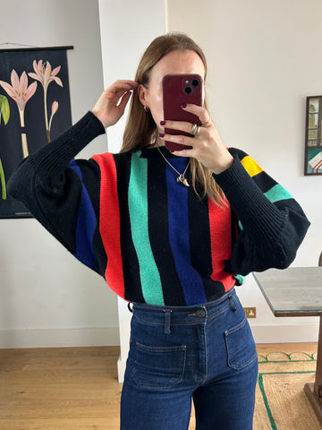 Striped Batwing Jumper - M