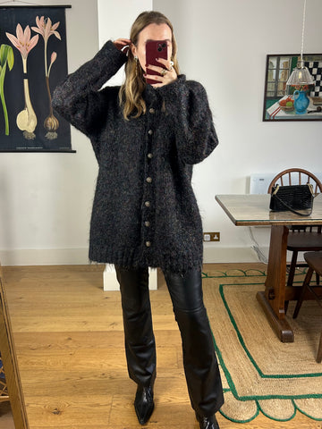 Black Mohair Cardigan - L