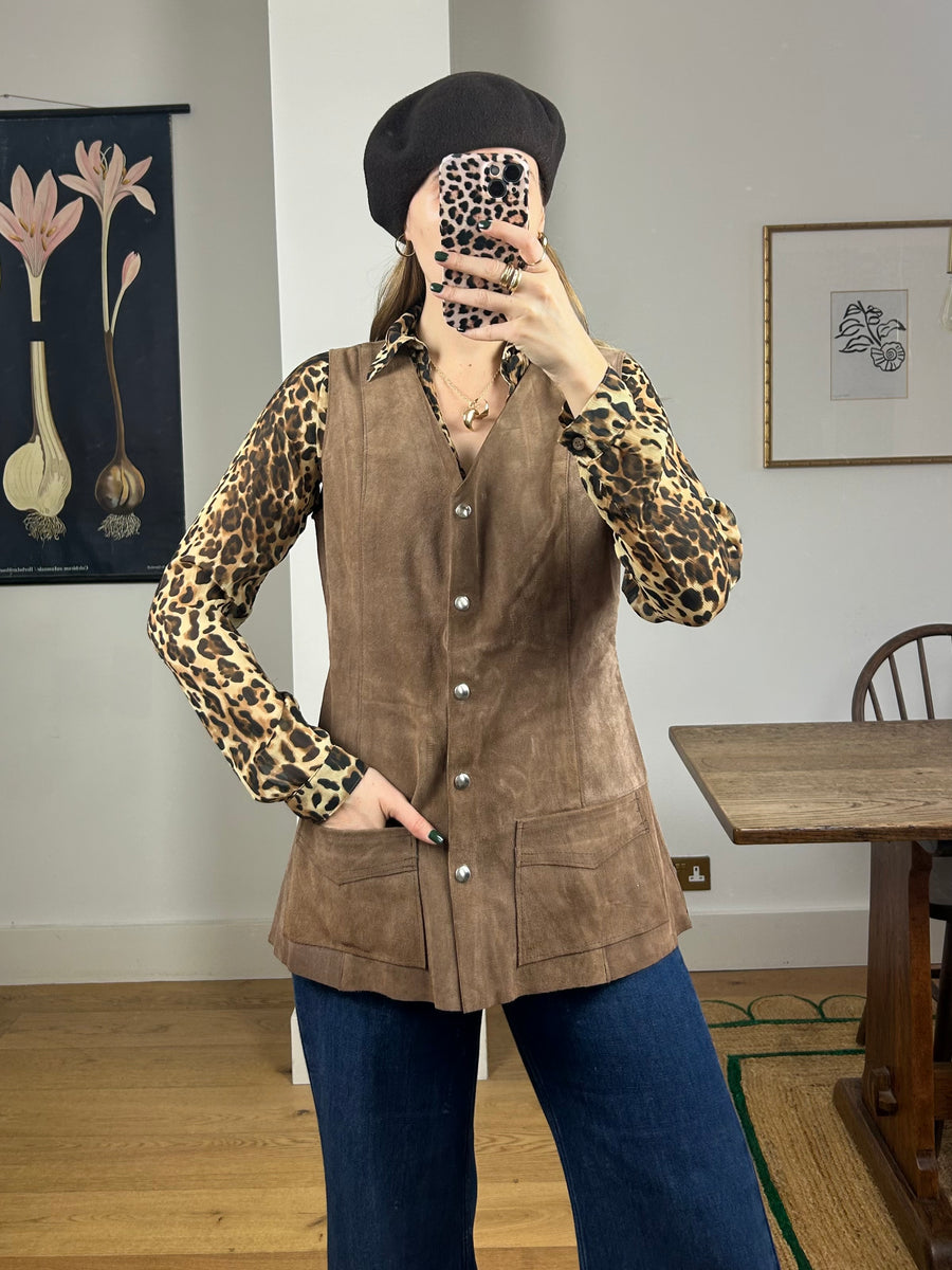 Brown Suede Waistcoat - S