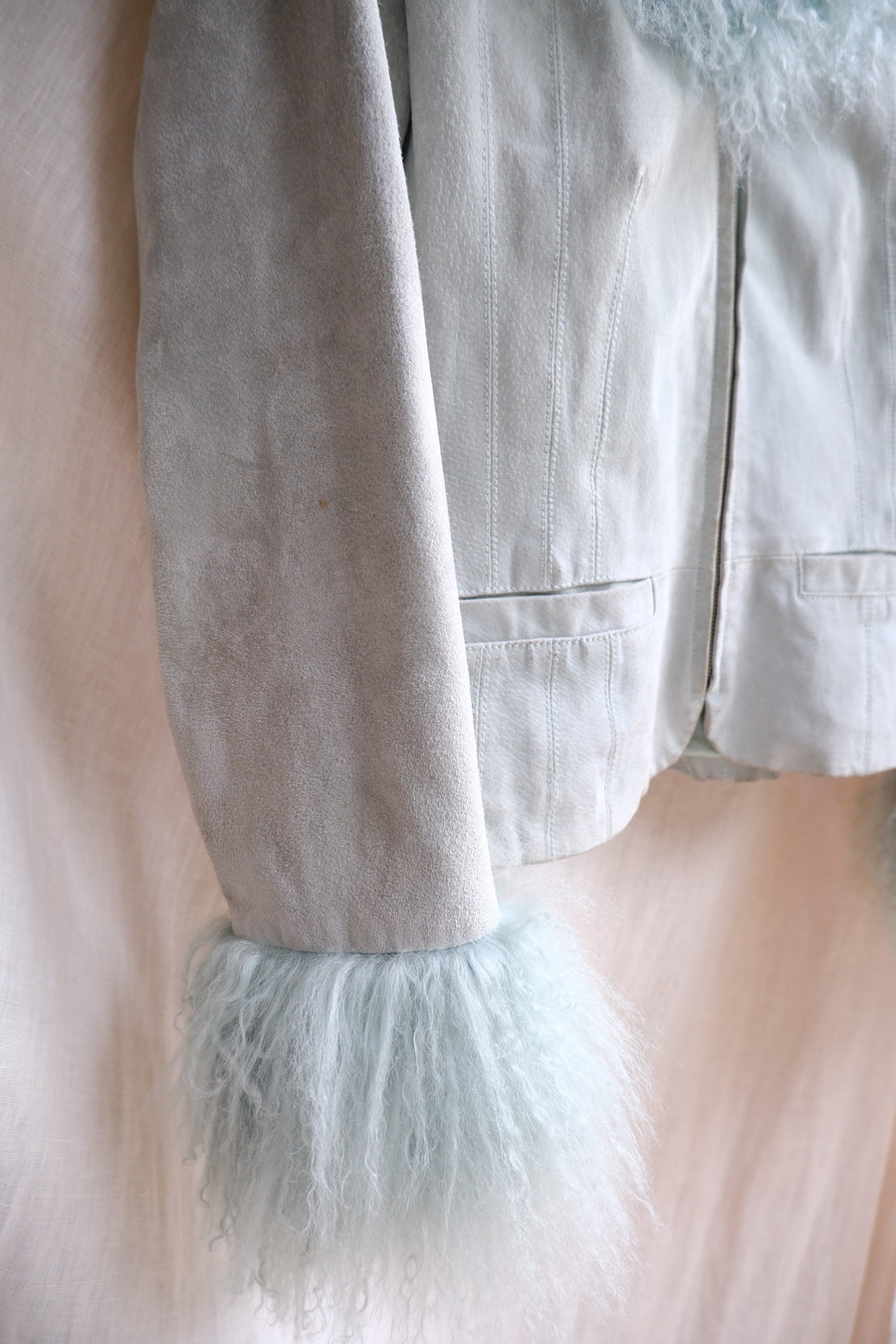 Green Mongolian Fur Jacket - S