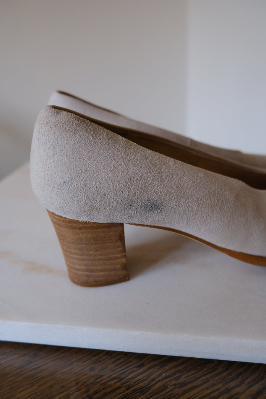 Cream Suede Heels - UK 4