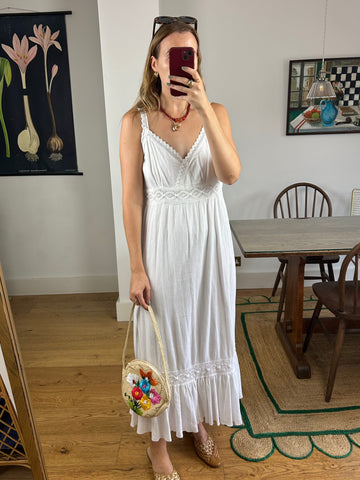 White Cotton Maxi Dress - UK 8-12