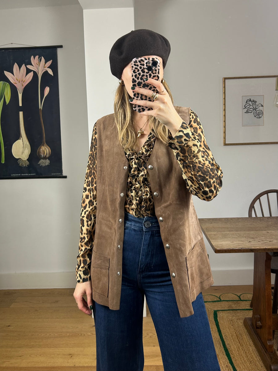 Brown Suede Waistcoat - S